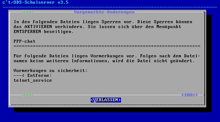 Dateisperren im Menüpunkt INFO