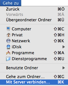 Mac OS X - Anmeldung am SAMBA-Server (1)