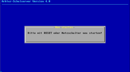 Reset nach Installation