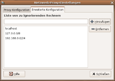 Ubuntu - erweiterte Proxy-Einstellungen