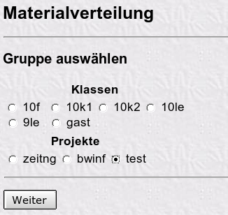 Gruppendialog Materialverteilung