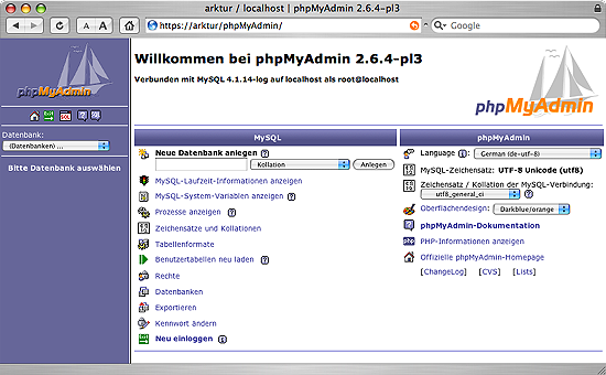 MySQL - Webadministration mit phpMyAdmin