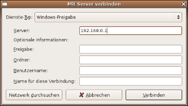 Ubuntu – Verbindung zu SAMBA-Server