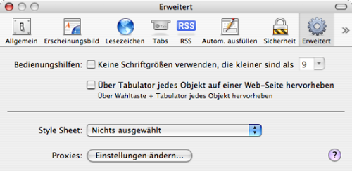 Safari - Proxy-Einstellungen ändern...