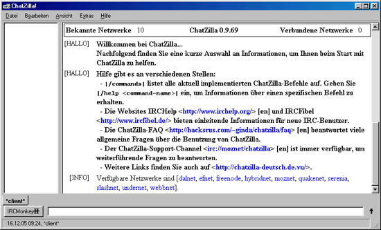 Screenshot von Chatzilla