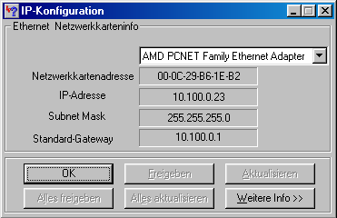 Windows 98 - MAC-Adresse ermitteln