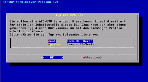 Auswahl des APC-USV-Typs