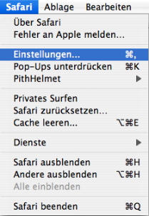 Safari - Einstellungen